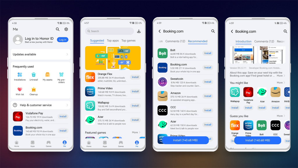 Mock-ups on Honor devices